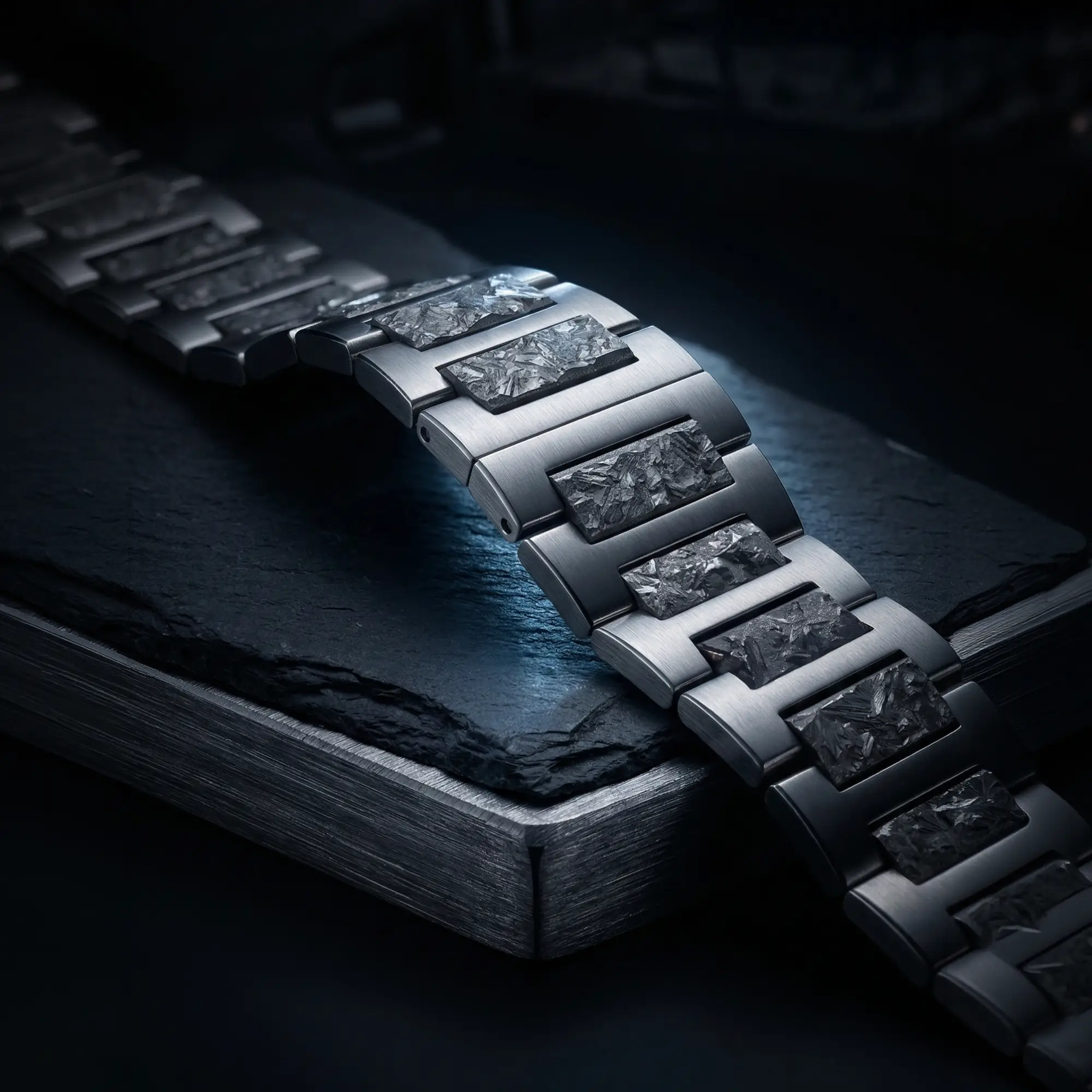 Forged carbon composite watch case with marbled pattern